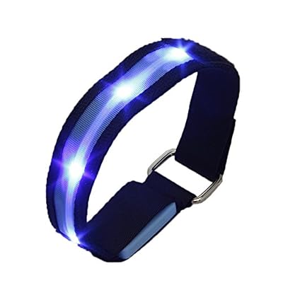 Sconosciuto Magical Asso – Brassards Réfléchissant Réglable en Nylon LED Clignonant Haute Visibilité pour la securité Cyclisme de Jogging Course et à Pied-Blue