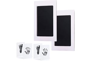 SCOBUTY Kit de Huella Bebe Pie y Manos,Almohadilla de Tinta Para Bebes,Juego de impresión para bebé,Bebé Kits de Impresión de Huellas De Mano Y Pies,Perfecto para Regalo de Bebé de Recuerdo Familiar (2pc)