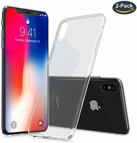 iPhone X Case, iPhone 10 Case, Alyee 2Pack TPU+ Hard PC Transparent Gel Case Shock Absorption Anti-Scratch Supports Wireless Charging for 5.8" Apple iPhone X( Crystal Clear+Gray Clear)
