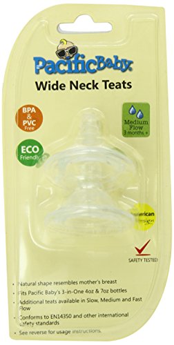 Pacific Baby 4897039724122 - Pack de 2 tetinas de flujo medio, color transparente