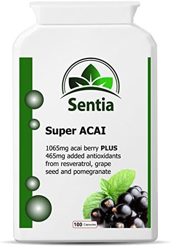 SUPER ACAI Veg Capsules. NATURAL Acai Berry Rich in Antioxidants + Resveratrol, Pomegranate &amp; Grapeseed. Great for Slimmers, Weightloss, Energy, Anti Aging &amp; more. Suitable for Vegetarians &amp; Vegans