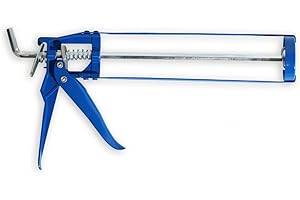 JD Brands Extra Strong Caulking Gun – Heavy Duty Skeleton Applicator for Sealants, Adhesives, Silicones – Professional High Viscosity Cartridge Gun – Blue – Fits 310ml Tubes