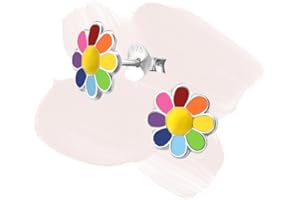 Laimons Kids Pendientes para niña Flor colorido Plata de ley 925