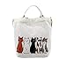 Produktbild Felicove Damen Schultertasche, Femme Taschen Cartoon Katzen Bedruckte Strandtasche Shopping Handtaschen Canvas Tote