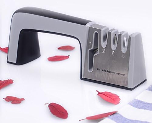 Knife Sharpeners and Scissors Sharpener ,4 Stage Sharpening Process with Non-slip Sponge Mats design, Sharpens Steel Knives in All Sizes (4 in 1 )