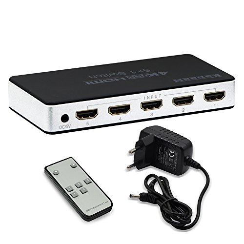 KanaaN HDMI Splitter 4K, HDMI 5×1 Splitter Switch UHD UHD-TV, 3D-Fähig, 5x HDMI-Eingang auf 1x HDMI Ausgänge | HDMI 4K Splitter bis 2160p - 6