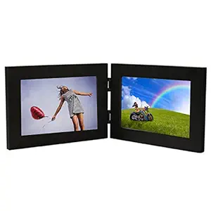 WENS Dual Picture Glass Front Horizontal MDF Photo Frame (MDF, 15.24 cm X 40.64 cm X 1.2 cm, Black, Set of 2) (WS-4040)