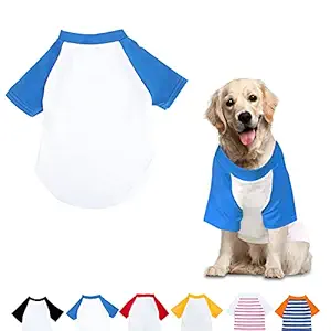 Dog Summer Clothes for Small Dog, Breathable Stretchy Dog Raglan Shirt, Soft Comfortable Cat Puppy Kitten Pet Apparel Outfits (Blue&White, 2XL[Weight(15-19lb) Chest(~20.8in'')])