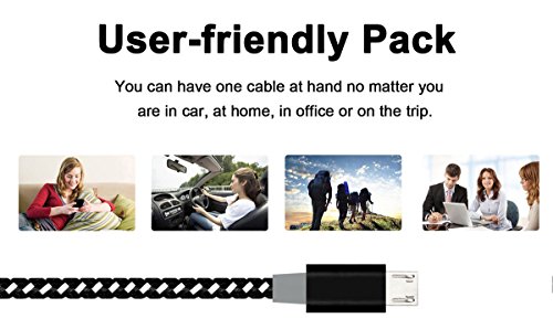 Micro USB Cable 3Pack 1M2M3M, Xinfaxin Premium Nylon Braided USB Charging Cables for Samsung, LG, Motorola, Nexus, HTC, Sony, Nokia, Android Devices and More (Black White) - 6