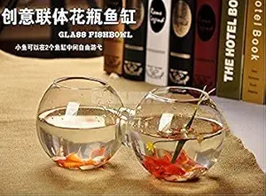 GlobalNiche? Clear Conjoined Floral Pot Planter Glass Vase Fish Tank Aquarium Home Decor