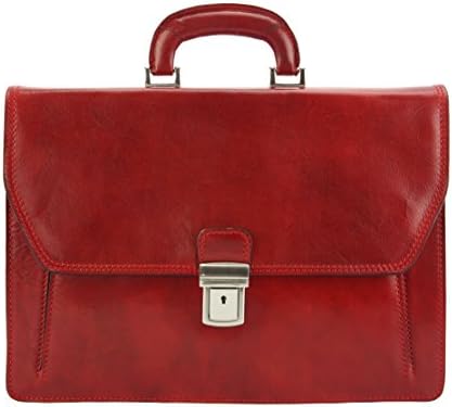 MINI BRIEFCASE "SERGIO" WITH GENUINE CALF LEATHER 7606 (Light red)