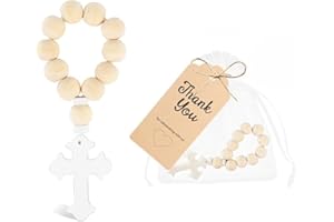 TOEECY Croce Legno Rosario Cattolico Con Sacchetto Per Il Filato Sacchetti Bomboniere Comunione Decorazione Per Il Battesimo Di Una Bambina Può Essere Utilizzato Per La Preghiera