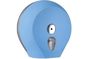 DRYFLOW Mini Jumbo Toilet Roll Dispenser, Commercial Wall Mounted Toilet Paper Holder, Available In 5 Colours (White, Black, Blue, Green, Orange) Soft Touch Finish, Certified Italian Quality