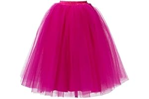 A Liittle Tree - 5 Layers Long Ladies Girls Women Ballet Fancy Tutu Skirts Underskirts Petticoat (Hot Pink)