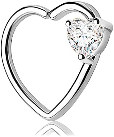 Musegetes Body Piercing Jewelry Clear Heart Shaped Wavy Lines Daith Piercing Earrings 16Gauge (Heart)