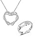 Valentine Gift Om Jewells Rhodium Platted Combo of Crystal Heart in Heart Pendant and Adjustable Double Heart Ring for Girls and Women CO1000101 RS.399.00