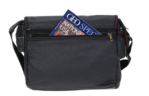 ELEPHANT Kuriertasche SAHARA Laptoptasche Canvas Tasche Notebookmaß 39×28 cm Schultertasche / SCHWARZ - 5