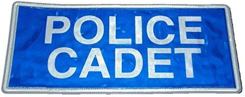 Blue POLICE CADET Reflective Badges (LARGE)