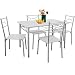 Produktbild Deuba 5 tlg. Sitzgruppe Paul Weiß | Esstisch mit 4 Stühlen | Für Esszimmer Küche und Balkon - Essgruppe Tisch Stuhl Set
