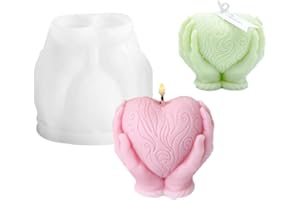 LdawyDE Moule Bougie, Moule Silicone Bougie de Coeur, Robuste et Résistant à lusure, Réutilisable, Peut être Utilisé pour les Dîners en Famille, la Saint-Valentin et les Décorations danniversaire.