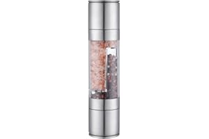 Redwestmelon Salt and Pepper Grinder,2 in 1 Manual Two-Head Pepper Mill,Refillable and Adjustable Manual Pepper Mill,Grinder for Pepper, Salt, and Spices, Fits in Home, Kitchen
