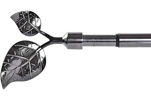 KCASA Barra de Cortina Extensibles de Metal Plateada Universal para Dormitorio o Salon de 120-210 cm (Hojas)