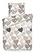 Produktbild Pötter Heimtextilien GmbH Teddy Flausch Winter Bettwäsche Cashmere Touch Nicky Plüsch Chinchilla Herzen Braun Creme Sand, Größe:240x220cm Bettwäsche