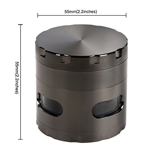 Wartoon Neue Design Premium Krautmühle mit Siebgrinder Haltbare Zamak-Legierung Tabak Grinder Crusher Gewürz-Schleifer Ø55mm 4 Stück (Gunmetal) - 7
