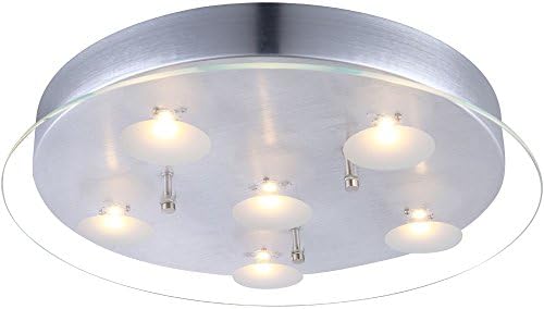 Decorative LED ceiling lamp aluminium glass clear satin 5W - Globo BERTO 49200-6R