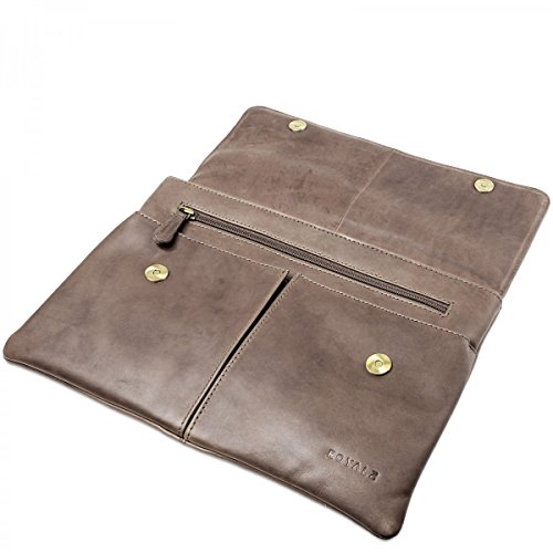 ROYALZ Schutztasche Leder für Apple MacBook 12 Zoll Tasche (ab 2015) mit Retina Display Schutzhülle Lederhülle Notebook Case Retro Vintage Look Leder grau /braun - 4