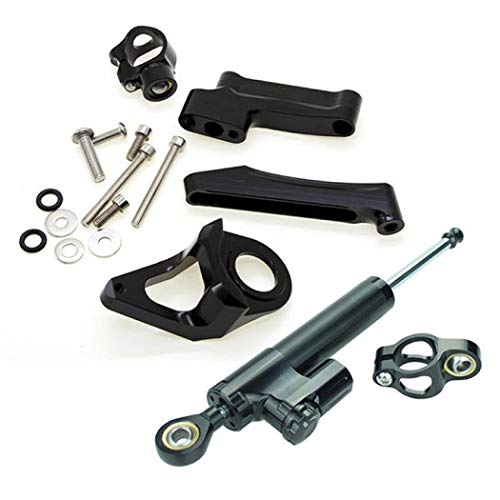 Motorcycle Steering Dampers Stabilizer Buffer Control Bar With Mounting Bracket Kits Set for Suzuki GSXR1300 GSX-R GSXR 1300 1998-2016 (Black)