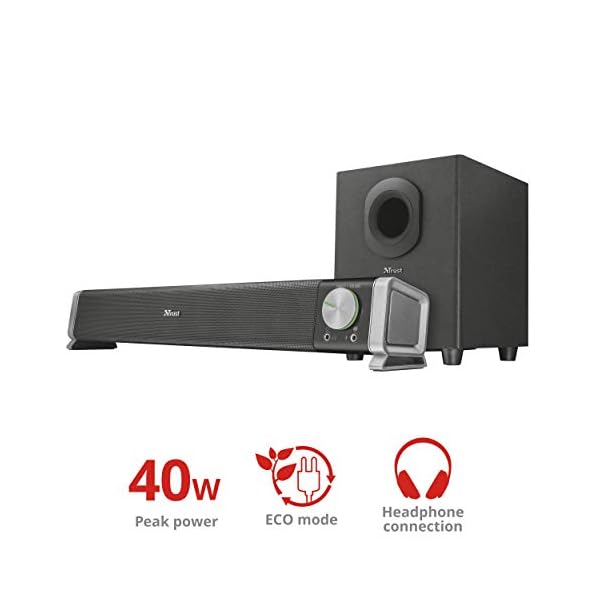 Trust Asto - Barra de Sonido con subwoofer, Potencia de Pico de 40W, Negro - Image 3
