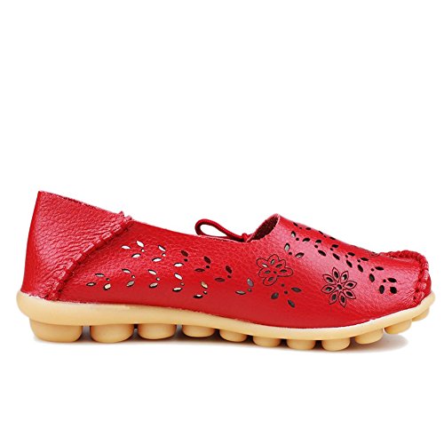 Damen Casual Mokassin Leder Loafers Fahren Schuhe Comfort Freizeit Flache Schuhe Slipper Flats chuhe Low-top Lederschuhe Erbsenschuhe - 4