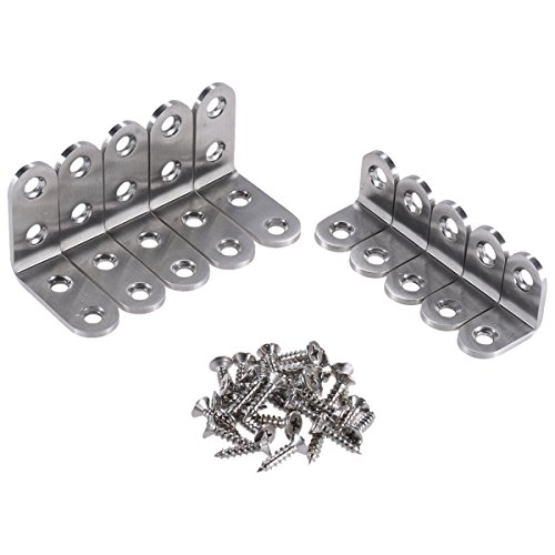 PChero 5pcs 25 x 25mm + 5pcs 40 x 40mm 90 Grad Rostfreier Stahl Winkelverbinder, 3mm Dick, mit 30 Kreuzschlitzschrauben