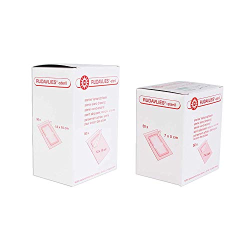 Noba Rudavlies Estériles Esparadrapo 50 Piezas (7cm X 5cm) + 50 Piezas (12cm X 10cm) Cinta Limpiadora Lto