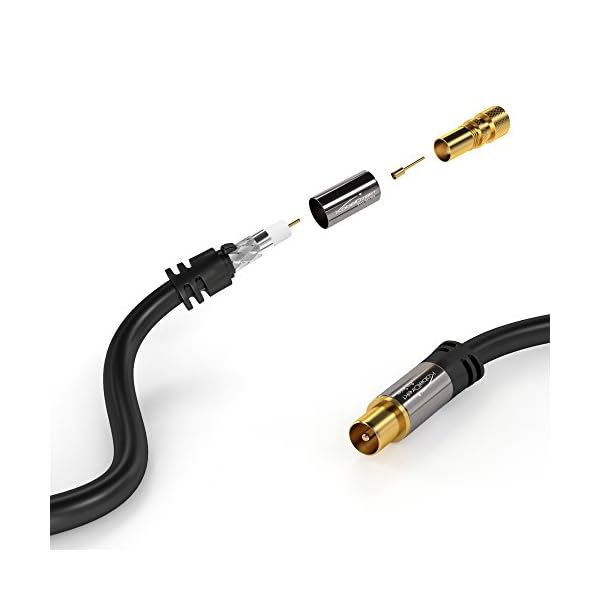KabelDirekt – 1m Cable TV Sat (75 Ohm, HDTV, Conector F a Conector coaxial, Cable coaxial soporta HDTV, DVB-T2, DVB-C… - Image 5