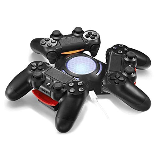 Preisvergleich Produktbild Sprintrase PS4-Controller-Ladegerät, Controller-Ladegerät Für PS4 Dual Shock Dreirad-Controller mit DREI Controllern [Blue LED Light] USB-Ladegerät Ladestation Ständer