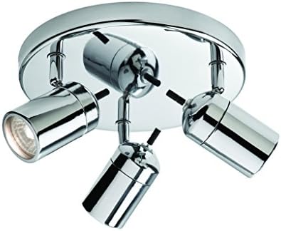 Atlantic Chrome Finish Halogen Bathroom Ceiling Lights / Lighting with 3 Spotlights IP44, 9070CH, Suitable for Bathroom Zones 2 and 3