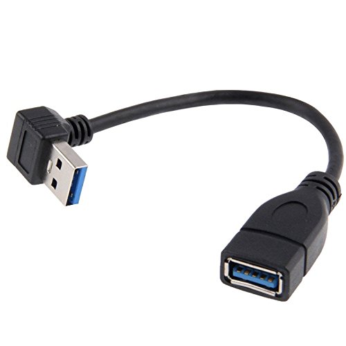 USB 3.0 rechtwinklig 90-Grad-Verlängerungskabel Stecker auf Buchse Adapterkabel / Winkel-Kabel / Eckkabel mit Knick / Länge 15 cm