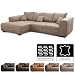 Produktbild Cavadore Ecksofa Mavericco / XXL Eckcouch Inkl. Rückenkissen und Zierkissen / Longchair links / Industrial Style / 285 x 69 x 170 (BxHxT) / Mikrofaser Beige