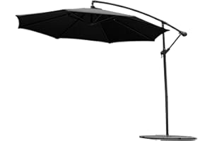 Harrier 3m Cantilever Parasol – Adjustable 3m Outdoor Patio Umbrella, Weather-Resistant Canopy | Optional LED Solar Lights & Bases [5 Colours] (Black, Parasol Only)