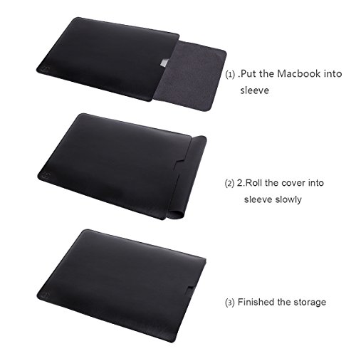 WALNEW Schlanke Leder New MacBook Air 12 Zoll Hülle, MacBook Schutzhülle, Hülle, Case, Cover, New MacBook Air 12 Zoll Hülle mit Handgriff, geschütztes Inneres und externes Mousepad - 6