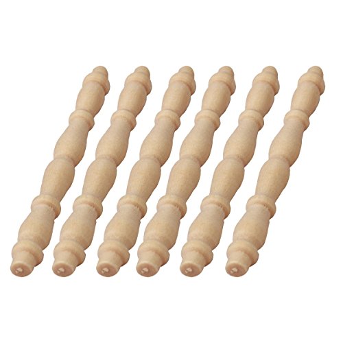 MyTinyWorld 6 x Dolls House Miniature Rounded Wood Spindles (Style 2)