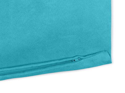 Doppelpack Kissenhüllen in Wildleder-Optik – zum Sparpreis – in 21 fantastischen Farben und 3 Größen (14 Farben in 60 x 60 cm) – angenehm weich & überaus robust, 50 x 50 cm, türkis - 4
