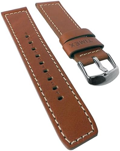 Timex Replacement Watch Strap Leather Band Brown 22 mm with Bright Nath TW2P8 4300 TW2P8 4200 TW2P8 4100