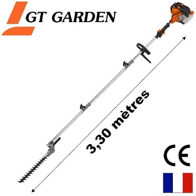 GT Garden Taille-haies thermique sur perche, 52 cm3, 3 CV, longueur 3.30 mètres