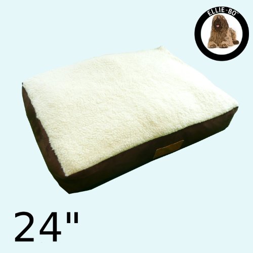 Small-Brown-Dog-Bed-with-Faux-Suede-and-Sheepskin-Topping-will-fit-Ellie-Bo-24-inch-Small-Dog-Cage-or-Crate