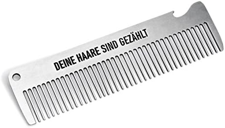 Pechkeks3801001 Comb-Your Hair are Counted-for Real Men with Integrated Metal Bottle Opener 14.5 x 3.8 cm, Silver