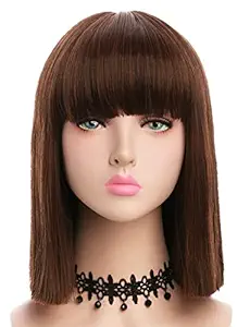 Brown: Yuehong WomenS Medium Straight Brown Wig Hair Color Bob Wig Fashion Wigs For Women