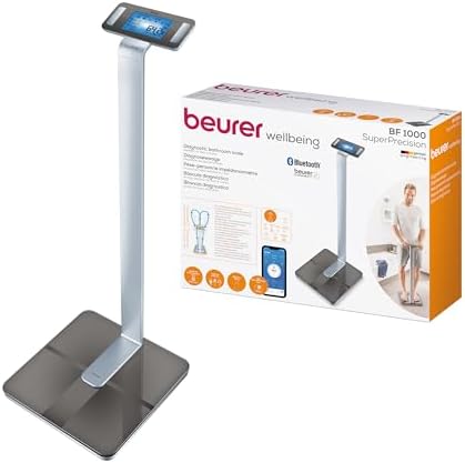 Beurer BF 1000 Super Precision Bilancia Diagnostica Professionale con Misurazione Incrociata, Connessione Bluetooth e con Portata fino a 200 Kg, Metallo, Nero